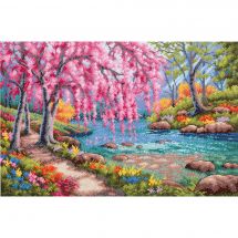 Kit Punto Croce - Dimensions - Ruscello con fiori di ciliegio