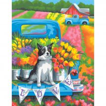 Kit di pittura per numero - Dimensions - Cane tra i fiori