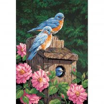 Kit di pittura per numero - Dimensions - Uccelli azzurri in giardino