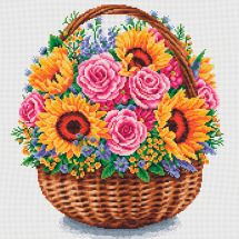 Kit Punto Croce - Dutch Stitch Brothers - Cestino di fiori - Aïda blanche
