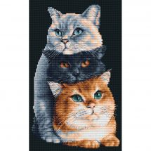 Kit Punto Croce - Dutch Stitch Brothers - Tre gatti - Aida nera
