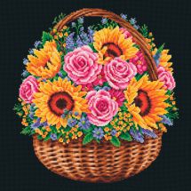 Kit Punto Croce - Dutch Stitch Brothers - Cestino di fiori - Aïda noire