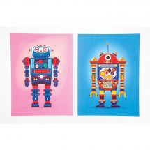 Kit di ricamo a diamante per bambini - Dotzies - Robot - 2 progetti