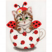 Kit Punto Croce - Toison d'or - Gattino in una tazza