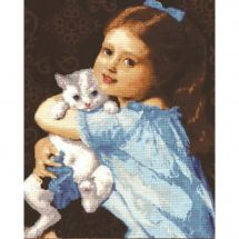 kit ricamo a punto croce - Toison d'or - La bambina e il gattino