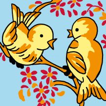 Kit di tela per bambini - Luc Créations - coppia di uccelli