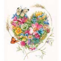 Kit Punto Croce - Lanarte - Un cuore di fiori