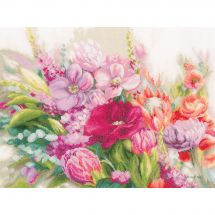 kit ricamo a punto croce - Lanarte - Fiori vibranti