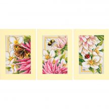 Kit bigliettini da ricamare - Lanarte - Dalia rosa