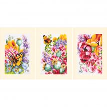 Kit bigliettini da ricamare - Lanarte - Mazzo di fiori