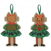 Kit di ornamenti da ricamare - Le Bonheur des Dames - Gonna per gatti in tartan verde