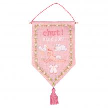 Kit per banner da ricamo - Le Bonheur des Dames - Bambino addormentato - Rosa