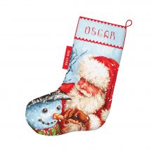 Kit calza di Natale da ricamare - Letistitch - Babbo Natale e pupazzo di neve