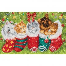 kit ricamo a punto croce - Letistitch - Cuccioli e gattini di Natale