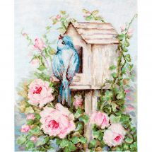 kit ricamo a punto croce - Luca-S - Scatola di nidificazione e rose