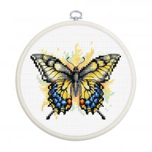 Kit per ricamo a punto croce con tamburo - Luca-S - Farfalla Machaon