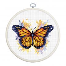 Kit per ricamo a punto croce con tamburo - Luca-S - farfalla monarca