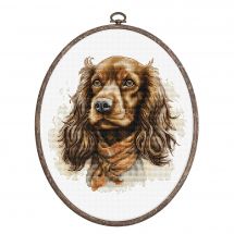 Kit per ricamo a punto croce con tamburo - Luca-S - Cocker spaniel