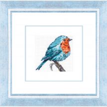 Kit Punto Croce - Luca-S - Uccellino blu e rosso (cornice blu chiaro)