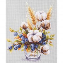 Kit Punto Croce - Magic Needle - Fleurs de coton et myrtilles