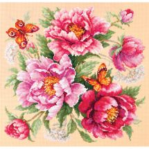 Kit Punto Croce - Magic Needle - Farfalle e peonie