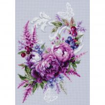 kit ricamo a punto croce - Magic Needle - Peonia di seta viola