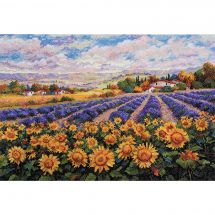 Kit Punto Croce - Merejka - Campi di lavanda e girasoli