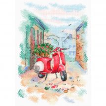 kit ricamo a punto croce - Aquarelle by MP Studia - Scooter rosso