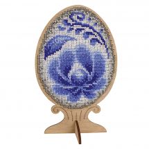 Kit di ornamenti da ricamare - MP Studia - Uovo di perla - Fiore blu