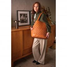 Custodia in pelle a maglia - Muud - Borsa shopper Betsy XL - Whisky