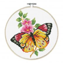 Kit per ricamo a punto croce con tamburo - Ladybird - Bouquet di farfalle