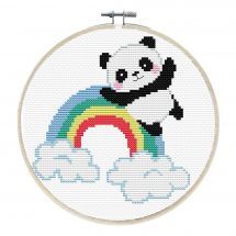Kit per ricamo a punto croce con tamburo - Ladybird - Panda arcobaleno