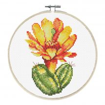 Kit per ricamo a punto croce con tamburo - Ladybird - Cactus giallo