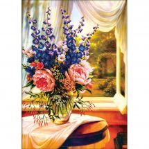 Kit Punto Croce - Needleart World - Vaso di fiori davanti alla finestra
