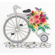 Kit di punti da ricamo - Panna - Mazzo di fiori su ruote