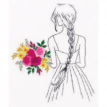 Kit di punti da ricamo - Panna - Donna con il bouquet