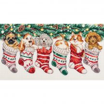Kit Punto Croce - Panna - Cuccioli di Natale