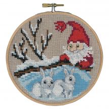 Kit punto croce con tamburo - Permin - Babbo natale