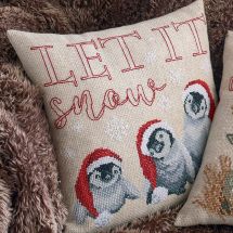 Kit cuscino a punto croce - Permin - Pinguini di Natale