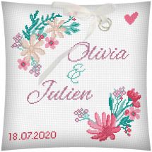 Kit cuscino da ricamo - Princesse - Cuscino di nozze - Fiori di campo