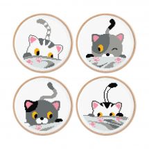 Kit Punto Croce - Princesse - 4 piccoli ricami - Gatti piccoli