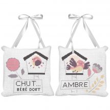 Kit cuscino da ricamo - Princesse - Cuscino per porta - L'albero degli uccelli rosa