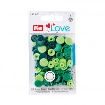 Bottoni a pressione - Prym - 30 bottoni rivettatori verde chiaro/ verde medio/ verde scuro - 12.4 mm