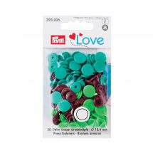 Bottoni a pressione - Prym - 30 bottoni rivettatura marrone/ verde chiaro/ verde scuro - 12.4 mm