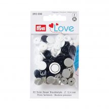 Bottoni a pressione - Prym - 30 bottoni rivettatori grigio chiaro/ nero/ bianco - 12.4 mm