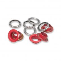 Occhielli e rivetti - Prym - 20 occhielli con rondelle rosse - 11 mm