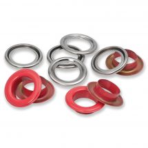 Occhielli e rivetti - Prym - 15 occhielli con rondelle rosse - 14 mm