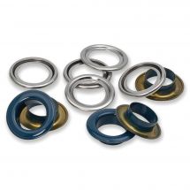 Occhielli e rivetti - Prym - 15 occhielli con rondelle blu navy - 14 mm