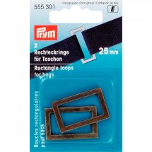 Fibbie e clip - Prym - 2 anelli rettangolari per borse - 25 mm ottone antico