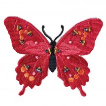Termoadesiva - Prym - Farfalla rossa ed arancione con perle